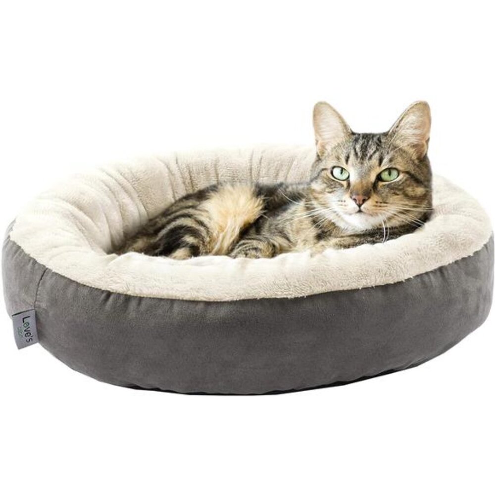 Round Donut Cat and Dog Cushion Bed, 20in Bed for Cats or Small Dogs